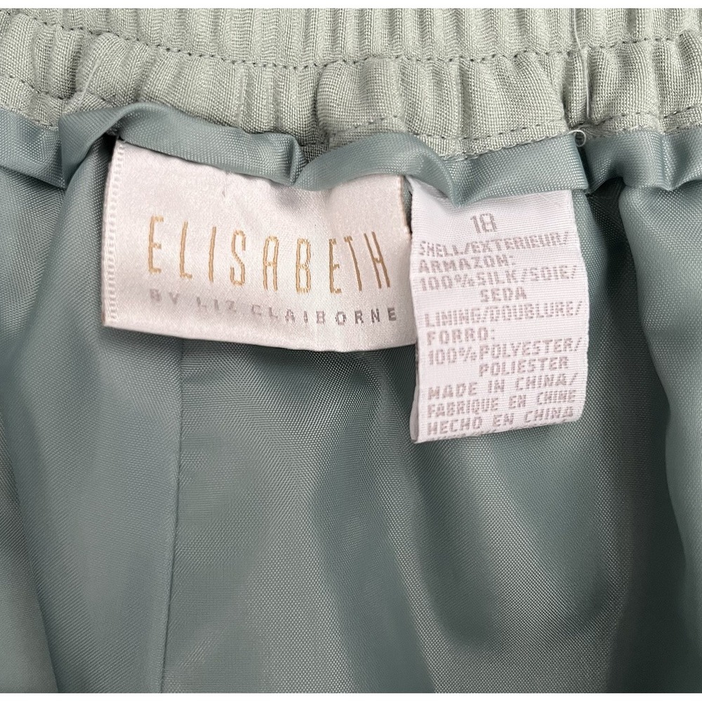 Liz Claiborne NWT Vintage 100% Silk Green Pants Sz 18‎ Quiet Luxury Minimalist - Picture 2 of 7